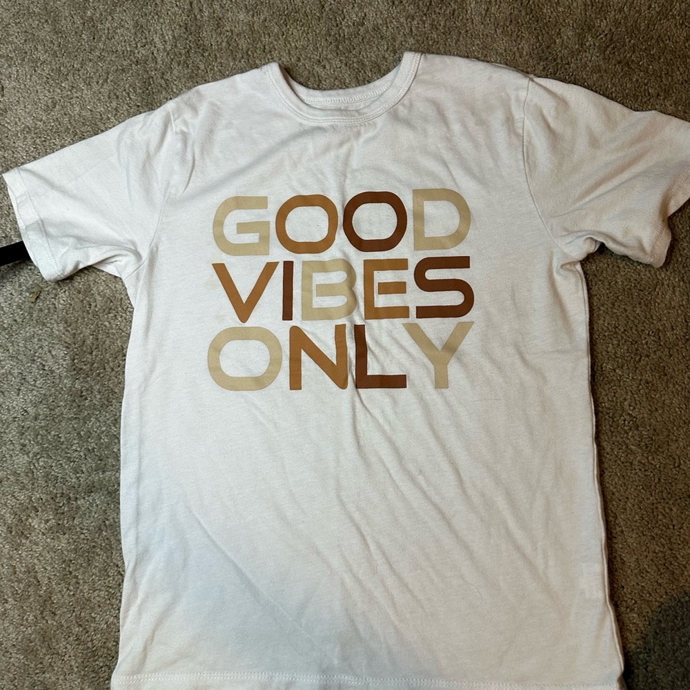 Children’s Place White and Brown 'Good Vibes Only' Tee